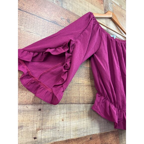 She + Sky Off-Shoulder Ruffle Blouse L Cotton/Polyester - Picture 2 of 7